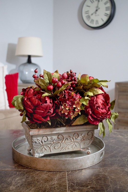 Nearly Natural Peony Hydrangea Silk Flower Arrangement gallery