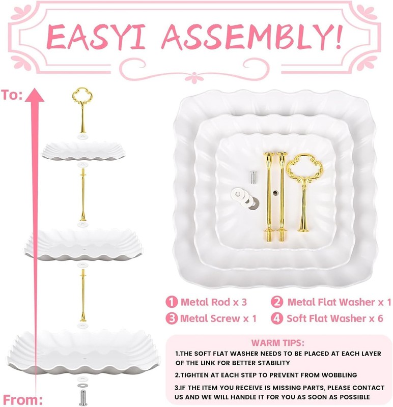 5 Pcs Dessert Table Display Set - 2 Pcs 3-Tier Dessert Display Stands & 3 Pcs... gallery
