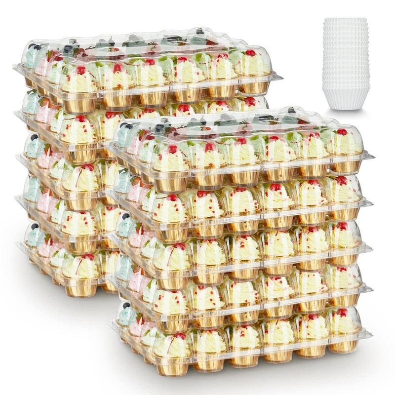 (24 Pack x 10 Sets) Stackable Cupcake Carrier Holders with 240 Pack Cupcake Line