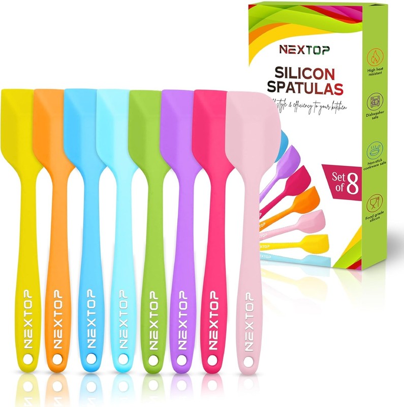 NEX Silicone Spatula 8 Piece Set, Heat-Resistant Non-sti Rubber