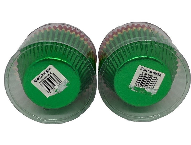 (2) World Market Holiday 75 Ct Foil Red Green Gold Baking Cups Cupcake Liners gallery