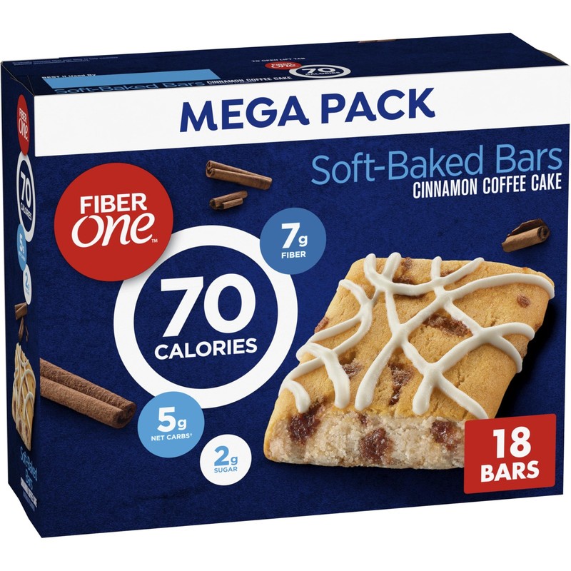 Fiber One 70 Calorie Soft Baked Bars, Cinnamon Coffee 18 Count (Pack of 1)