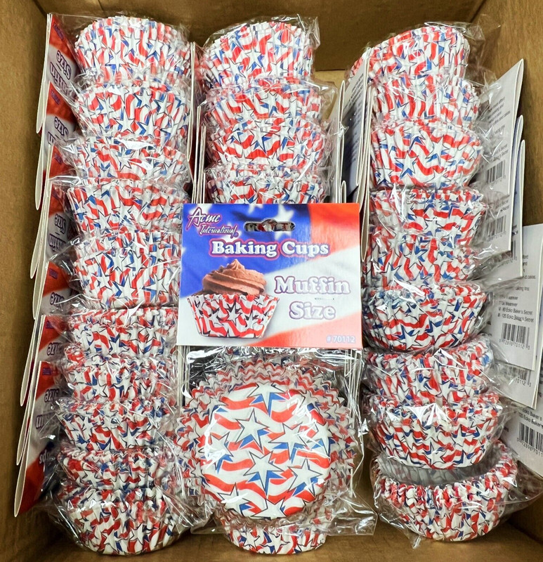 1500 USA Stars Muffin Cupcake Liners Paper Baking Cups 1500 Regular Size NEW