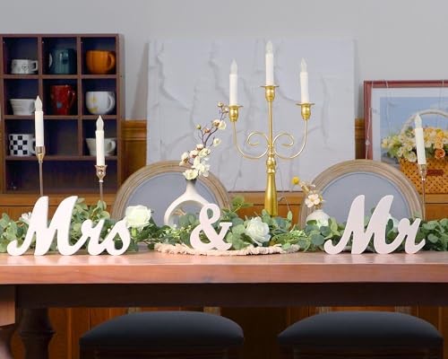 2pcs Large White Mr & Mrs Sign for Wedding Table with 5.91ft White Rose gallery