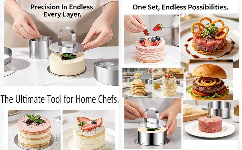 Round Cake Ring Molds, 4 inch Stainless Steel Food Rings Dessert Mousse Cooking gallery