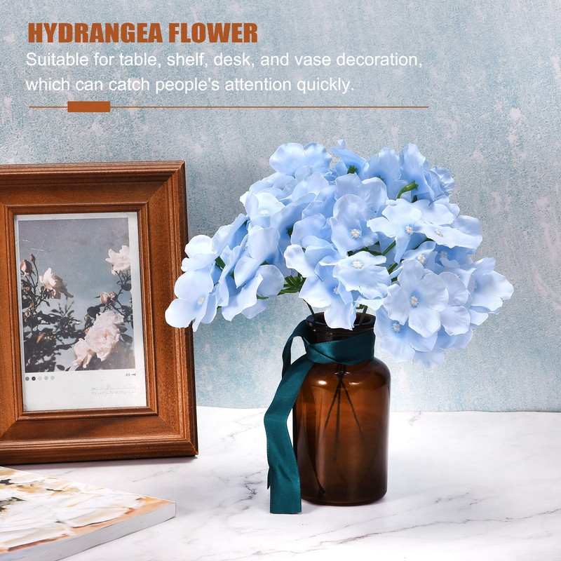 20 Sets Artificial Hydrangea Flower Heads with Stems for Bouquet,Blue gallery