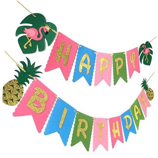 Hawaiian Birthday Party Decoration for Luau Summer Pool Glitter Gold Birthday
