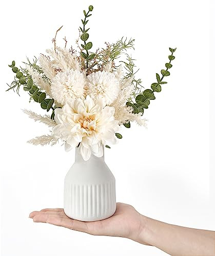 Small Artificial Flowers in Ceramic Vase 13.5" Centerpieces Coffee Table gallery