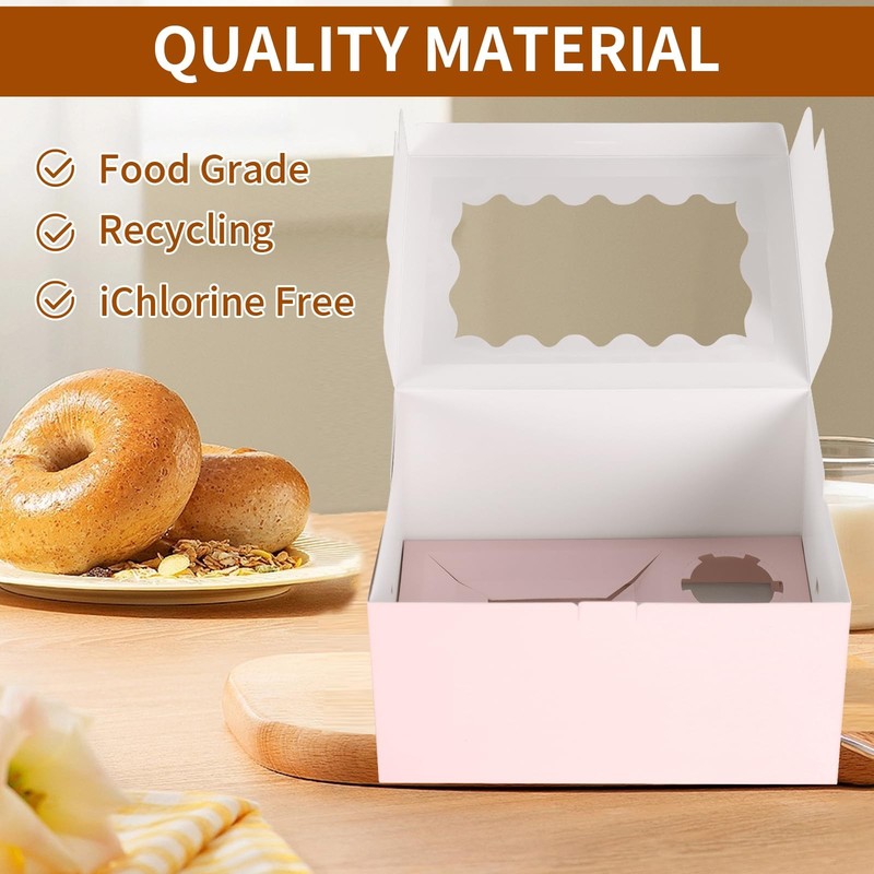 Pink10 Packs Bento Cake and Cupcake 3 Holes Fit 2 Cupcakes and 1 Mini Cake wi... gallery
