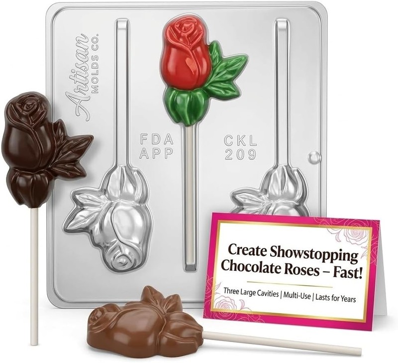Rose Lollipop Chocolate Candy Mold 209 NEW gallery