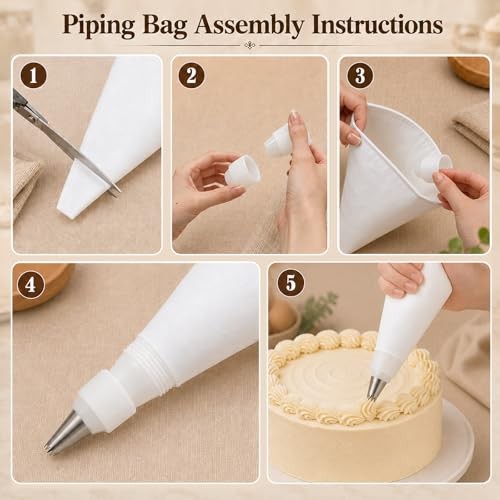 Reusable Piping Bags and Tips Set – 16" Cotton Pastry Bags Durable 17 Pcs Set gallery