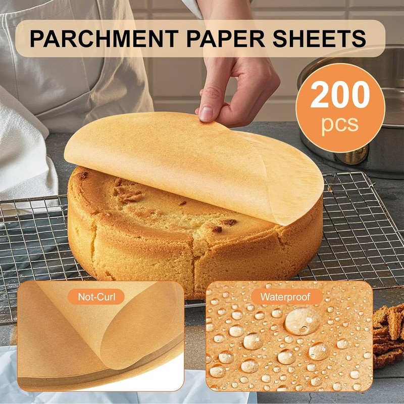 6-Inch Baking Sheet Rounds - Kraft Unbleached Parchment Paper, Non-Sti, gallery