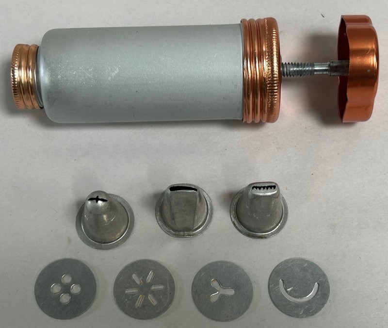 Vtg Small Mirro? Aluminum Cookie & Pastry Press With Attachments Dies (A5)