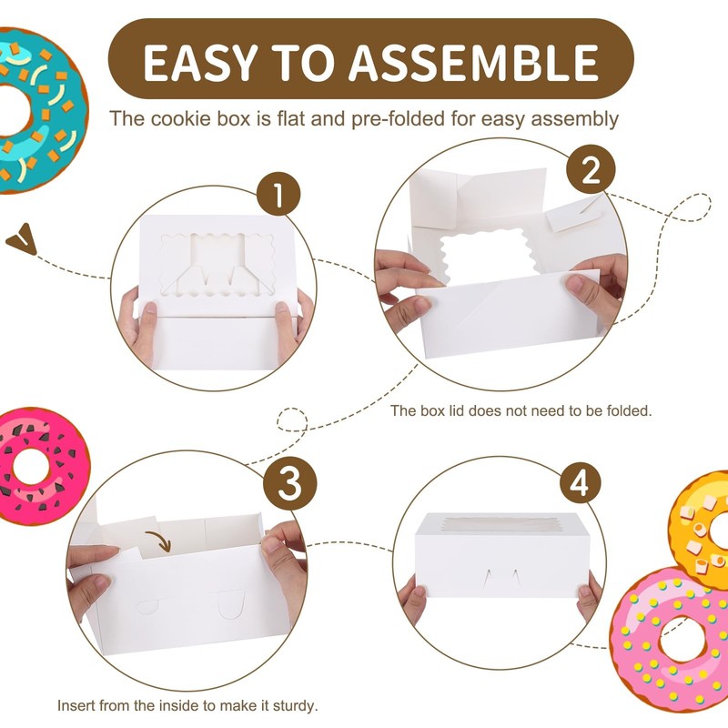 28pcs Cookie Boxes with Window, 9x6x3 Inch White Bakery Boxes Dessert Contain... gallery