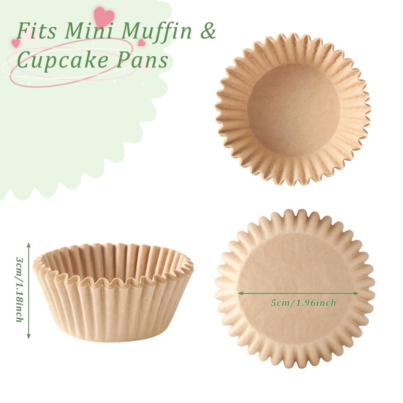 1000 Count 2 Inch Brown Paper Cupcake Liners Standard Baking Greaseproof gallery
