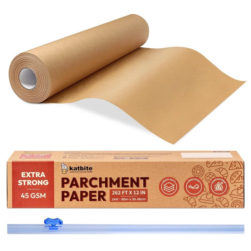 Heavy Duty Unbleached Parchment Paper Roll 12"x262ft, Non-Stick Baking & Cooking gallery