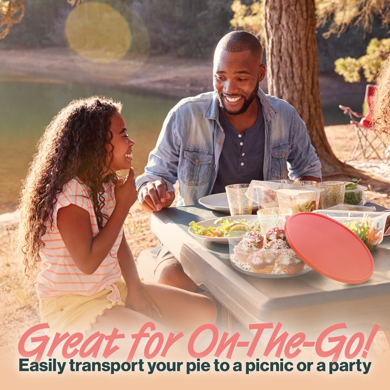 4 Pack Pie Carrier Cake Storage Container with Lid | 10.5" Large Round Plasti... gallery