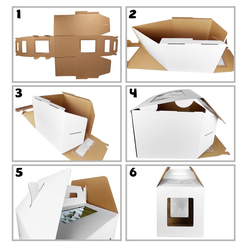 3PCS White Tall Cake Boxes Tier Cakes 14x14x16 Inch Layer Cakes Carrier Tall ... gallery