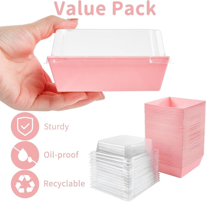 50 Pack Small Charcuterie Boxes With Clear Lids 4 Inches Paper Bakery Boxes Dess gallery