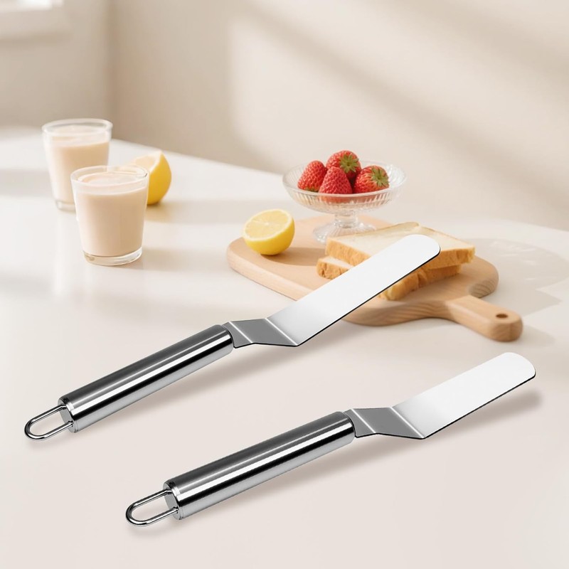 2 Pcs Offset Spatula Set with 6" & 8" Blade, Stainless Steel Icing Spatula Cake gallery