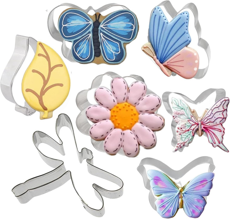 Pack of 7 Butterfly Cookie Cutter Set – Stainless Steel Cookie Cutters Dragonfly