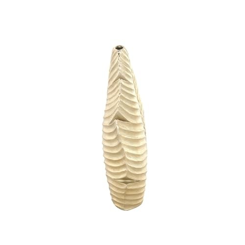 Polystone Leaf Decorative Vase Curved Metallic Centerpiece 9" x 4" x 14" Gold gallery