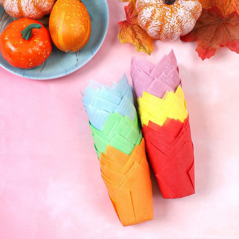 150 Pieces Mini Baking Cups Tulip Baking Cups Cupcake Liners Muffin Liners For W gallery