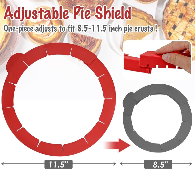 Webake Pie Crust Protector Shield Adjustable 2. Shield, Red + Grey gallery