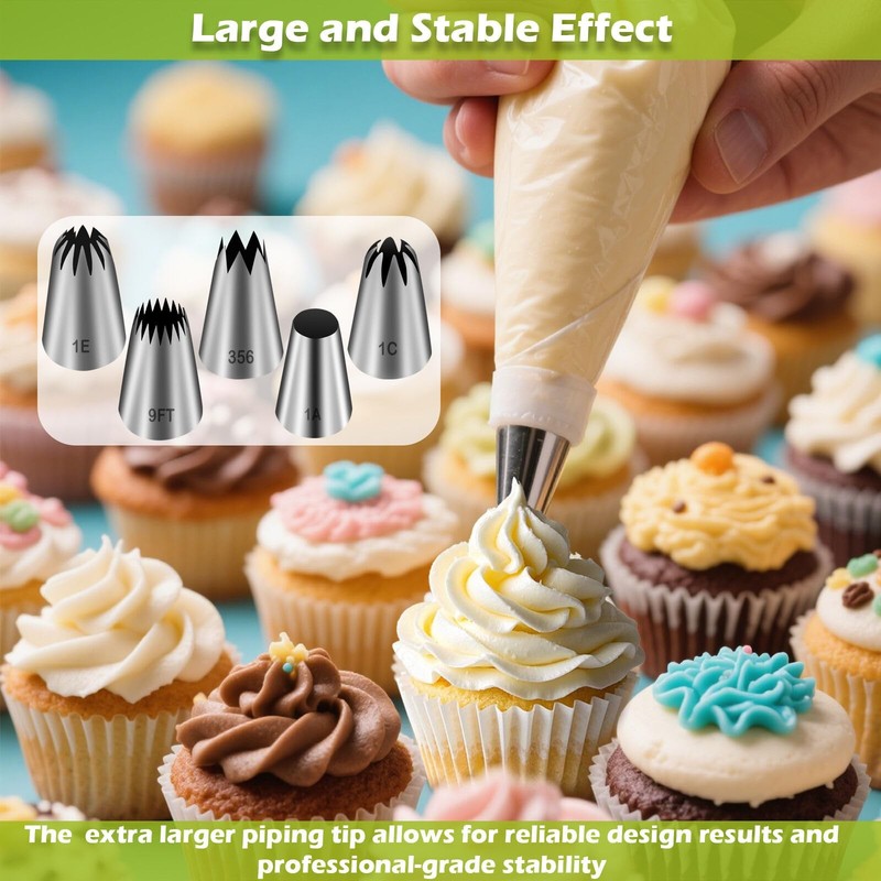 Large Piping Tips Set,5 Pieces Stainless Steel Pastry Cake Decorating Tips, C... gallery