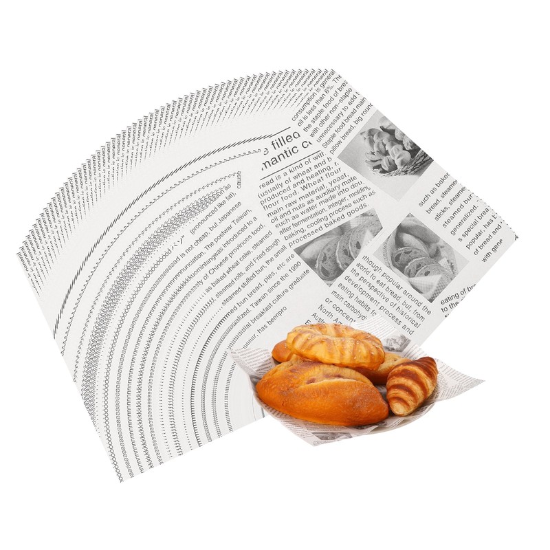 100Pcs Sandwich Wrapping Paper, 7.1×7.1″ Food Basket Liners, White (Newspaper)