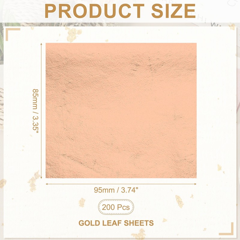 200 Pcs 3.7"x3.4" Gold Leaf Sheets Gold Foil Sheet Metallic Leaf Paper Rose gallery