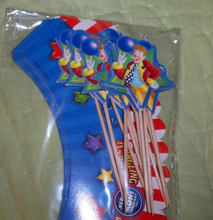 24 pieces*Cupcake Wrap Pack with Picks*Ringling Bros*CLOWNS*Carnival gallery