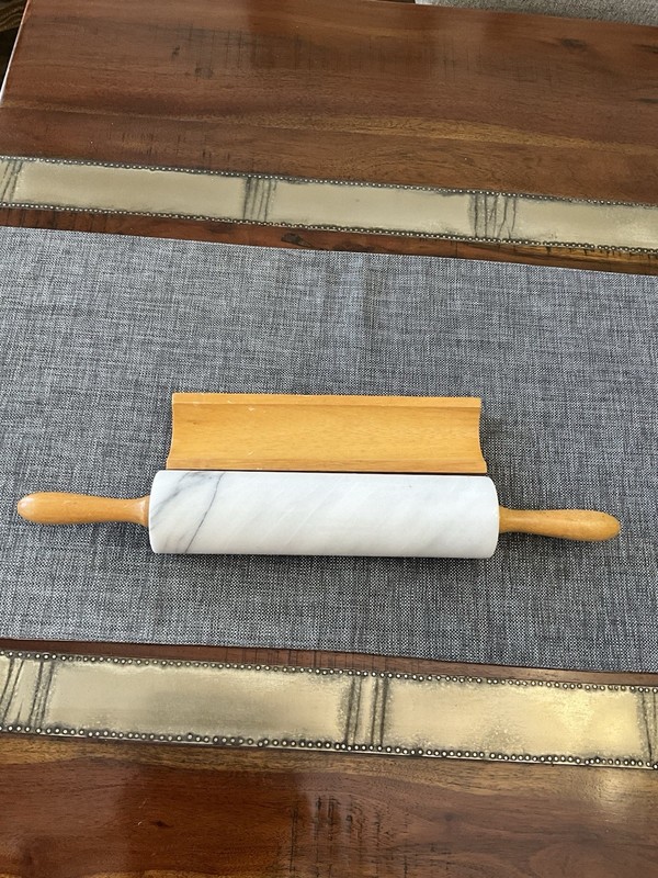White Marble Rolling Pin w/ Wood Handles gallery