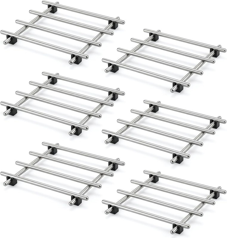 6 Pack 7″ x 7″ Stainless Steel Trivets for Hot Pots and Pans, Heat &