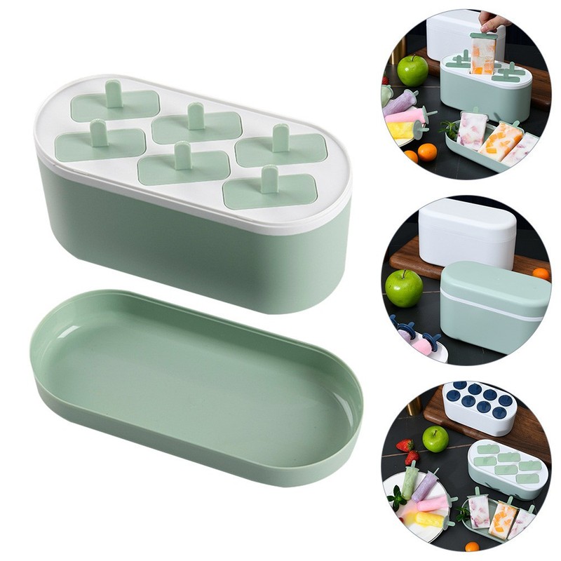 6 Grids Ice Cream Mold DIY Ice Cream Making Tool Ice Pop Mold (Light Green) gallery