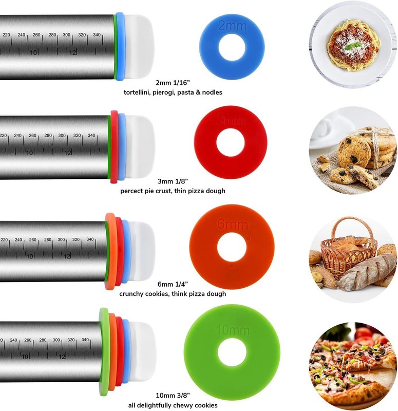 Rolling Pin and Pastry Baking Mat Set, Pins with Adjustable Blue gallery