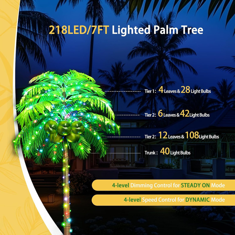 Ledido 7FT Lighted Palm Tree Color Changing with 5 Coconuts, 218LED Artificial L gallery