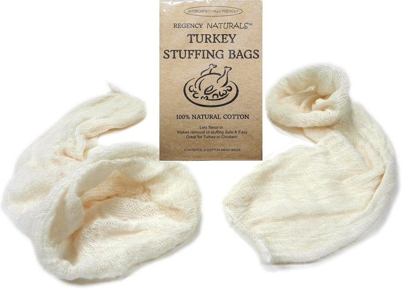Regency Wraps Turkey Stuffing Bags, 100% Cotton Mesh Bag Pack of 2, Natural