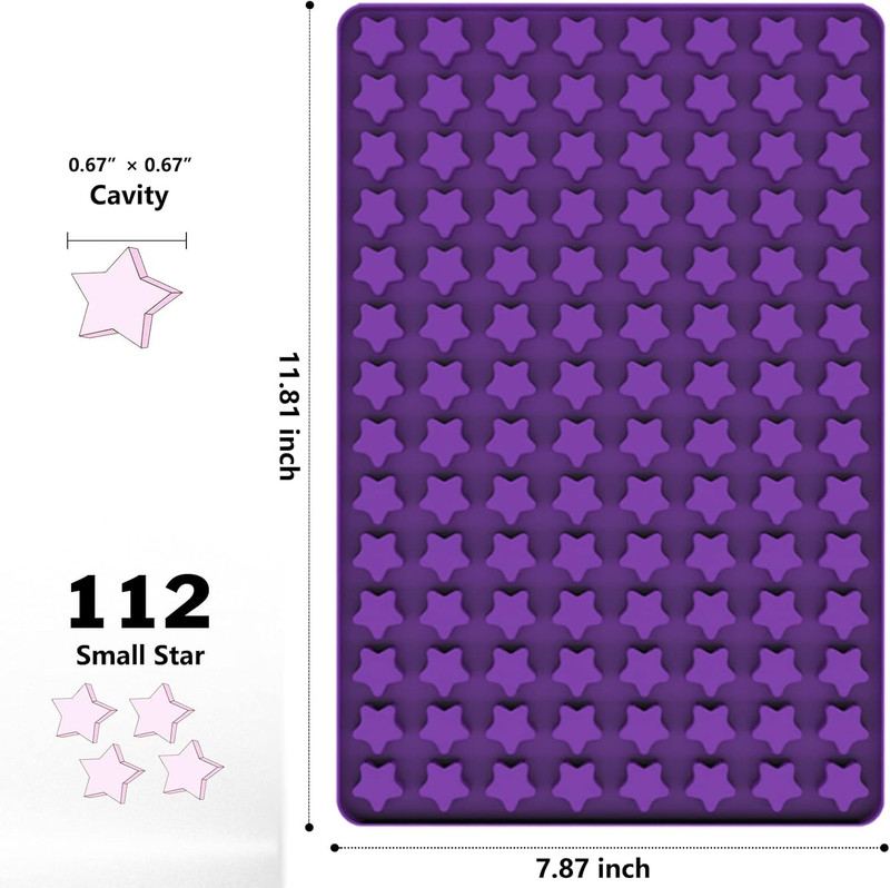 Mini Star Silicone Mold, 112 Cavities Chocolate Candy Molds with Stars Shape for gallery