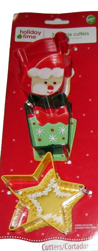 WILTON CHRISTMAS 3 Pc. Cookie Cutter Set ~ SANTA- PRESENT-STAR