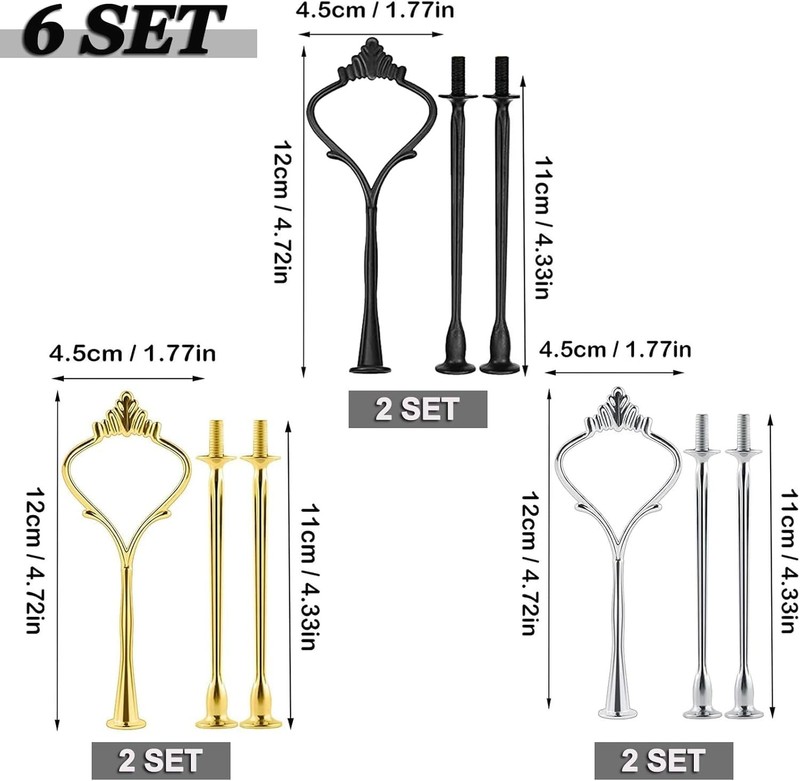 6 Sets 3 Tier Cake Plate Stand Handle, Cake Stand Hardware Handle Fittings Ho... gallery