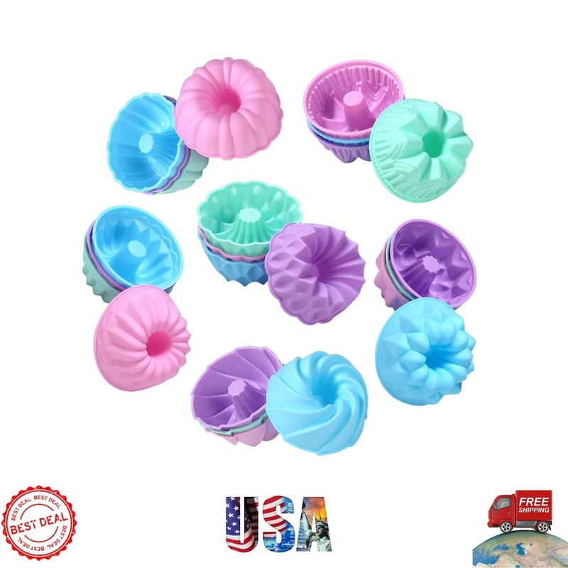 Vibrant 24 Silicone Baking Molds – Oven, Microwave, & Dishwasher Safe