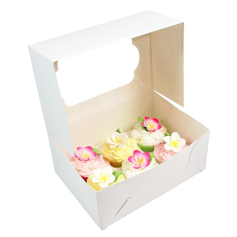 Global Sugar Art Modern Professional White Rectangular Cupcake Box 10x7x4 gallery