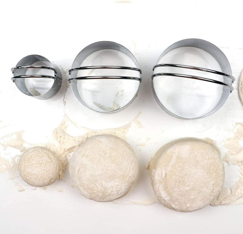 Biscuit Cutter Set (3 Pieces/Set), Stainless Steel Round Cookies Cutter with Han gallery