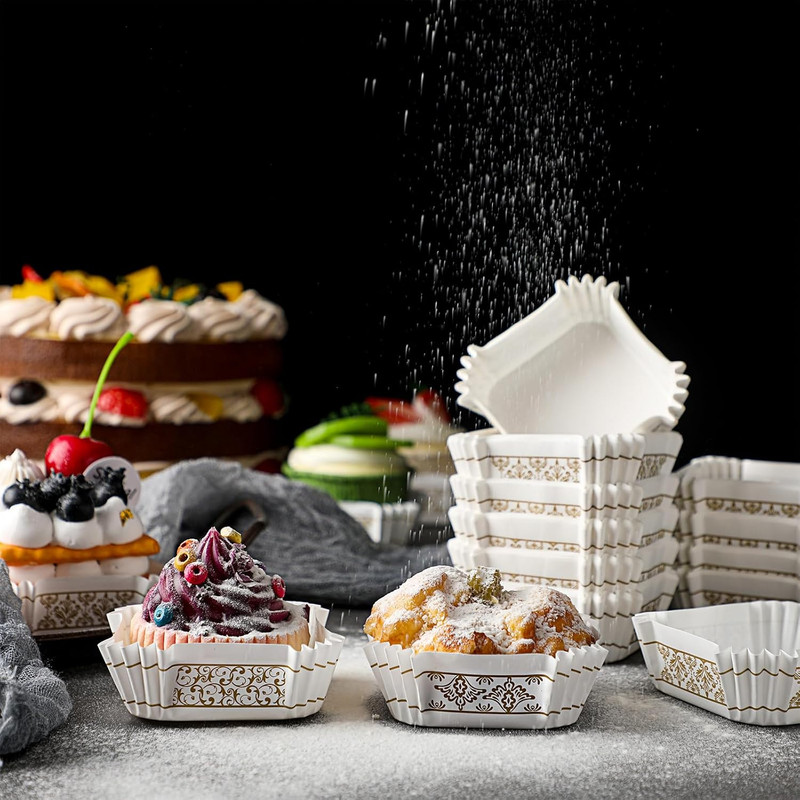 300 Pcs Square Cupcake Liners 2.36 Inches Dessert Liner Paper Square Baking Cups gallery