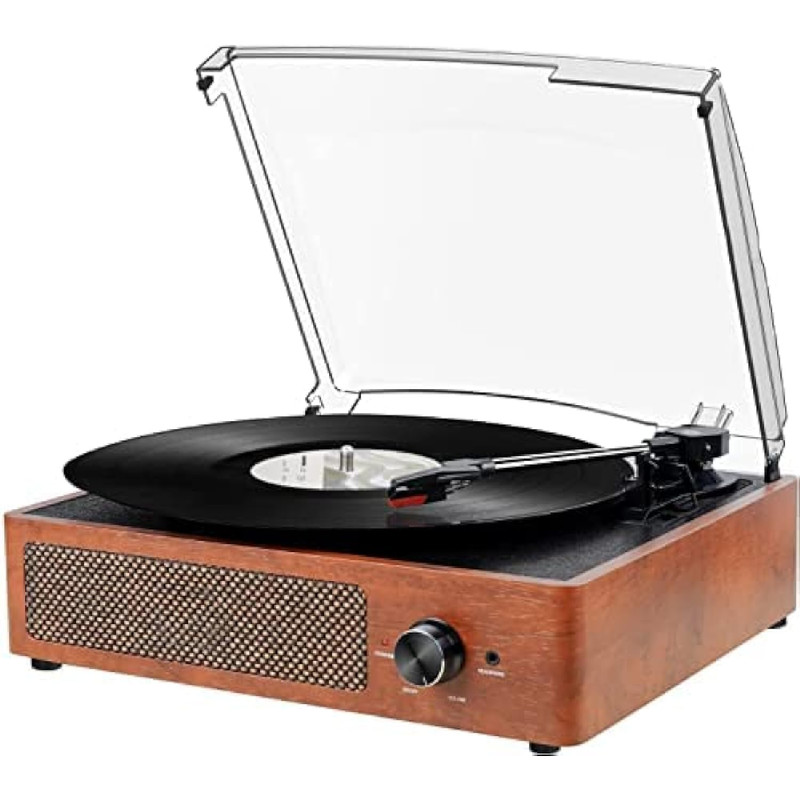 Kedok Vinyl Record Player Bluetooth Turntable 2 Built-In Speakers 3-Speed
