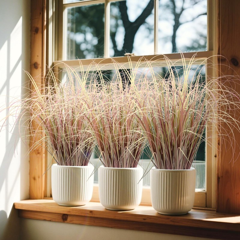 LUZOGA 36Pcs Artificial Grass Plants, Faux Shrubs Wheat Grass, Artificial Tall G gallery