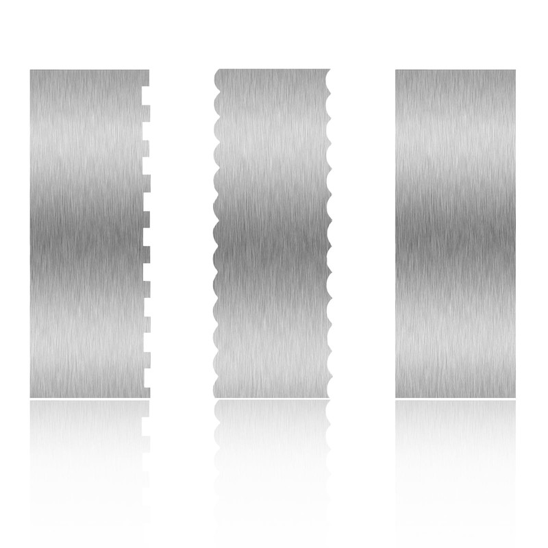3 Piece 9 Inch Stainless Steel Cake Scraper Sided Patterned Edge Smoother Comb