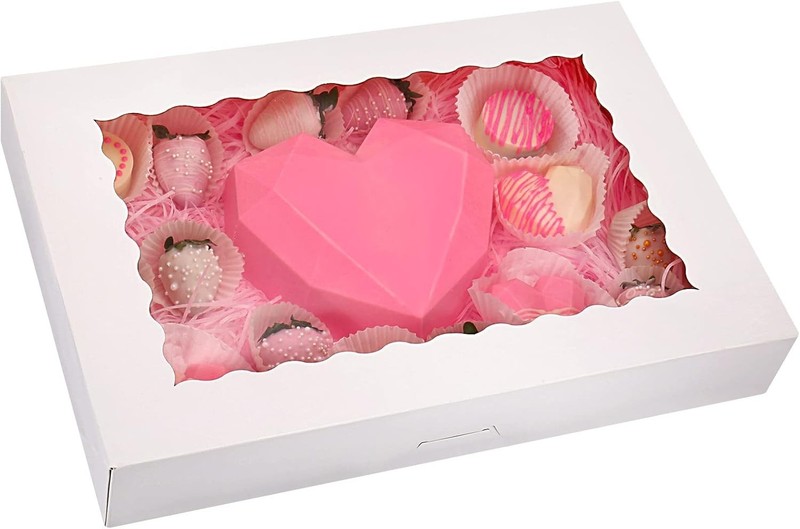 Auto-Popup Large Cookie Boxes Bakery Boxes with Window Hold 12 Donuts 20-Pack