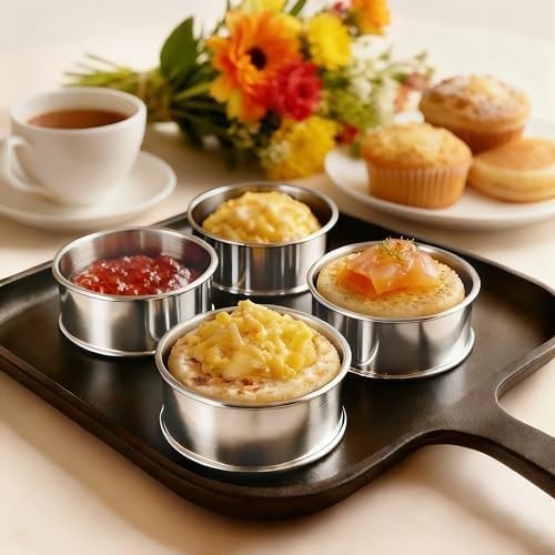 5PCS Crumpet Rings, 4" Stainless Steel Egg Rings for English Muffin, Tart, Cooki gallery